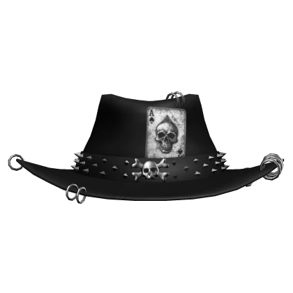 Cowboy Studded Black Hat With a Skull