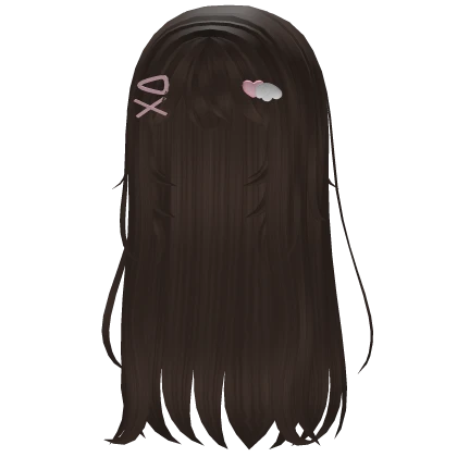 ♡ cutecore long hair w/ cloud hairclips brown