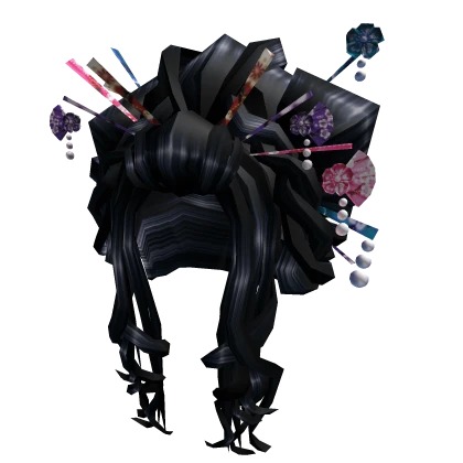 glossy black gyaru traditional updo 