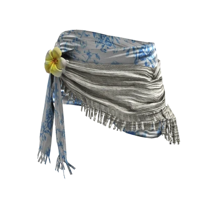 ʚ♡ɞSummer White Floral Scarf Wrap Skirt Bikini