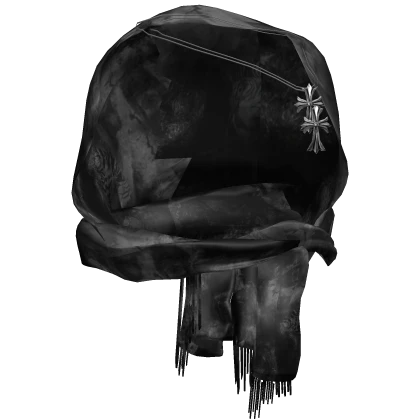 Grunge Headscarf With Rosary (Black)