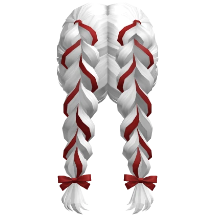 Double Heart Braids w/ Red Christmas Bows (white)
