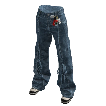 Blue Baggy Jeans with Keychain 🫐
