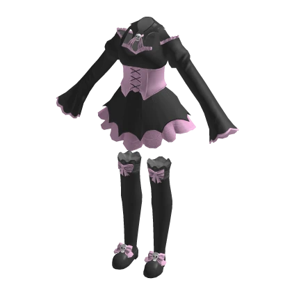 🍀Halloween Witch Dress Outfit (Black&Pink)