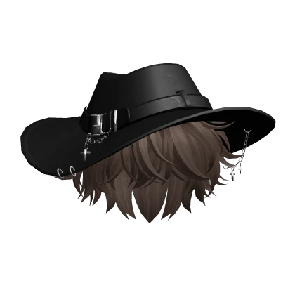 Brown Messy Hair w/ Fedora