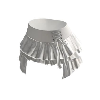 🍀Drawstring Ruffle Skirt (White)