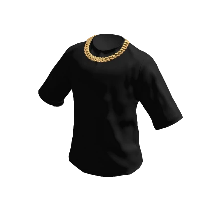 Black T-Shirt Gold Chain Cuban Y2K Tee Shirt