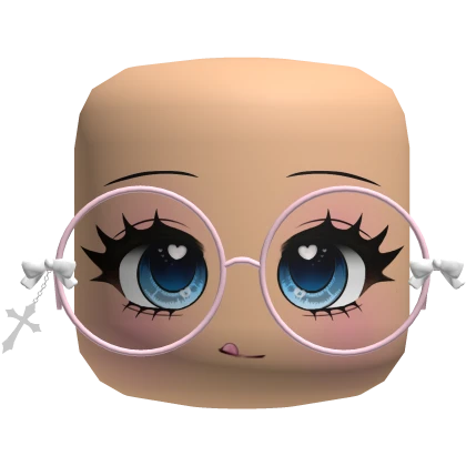 Cute Anime Face W Pink Bow Pink glasses