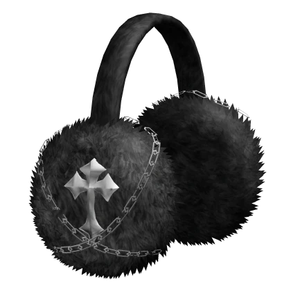 Emo Chained Fur Cross Earmuffs