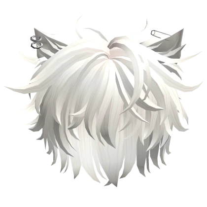 Messy Emo Punk Kitty Boy Hair in White