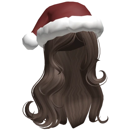 ♡ christmas silky hair with santa hat in brown