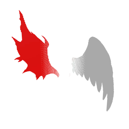 Half Devil Half Celestial Wings Red and White
