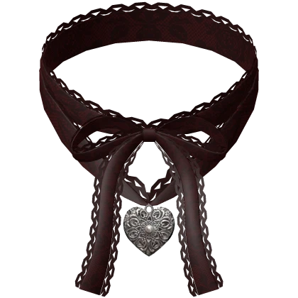 ♡ lace heart bow choker in red