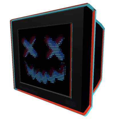 3D Glitch TV Head - Red to Blue Color Changing