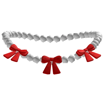 Valentines red bows peals necklace