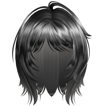 messy layered anime bob (black & white angel ring)
