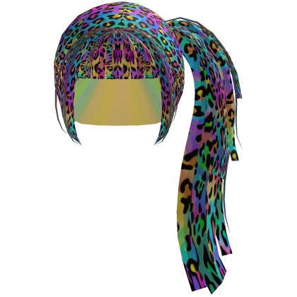 ♡ colorful scene side ponytail in rainbow leopard