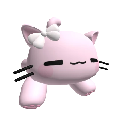 『FREE』pink cute cat pink bow paw on head kitty