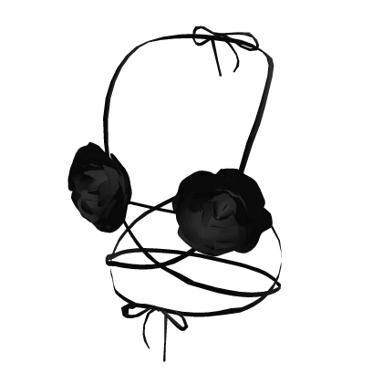 Crop Top Rose Shape Black