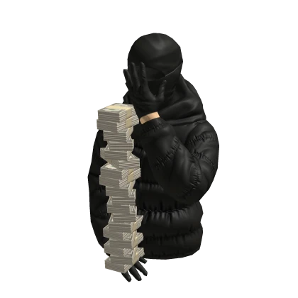 Posed Gangster Puffer Jacket Holding Money 