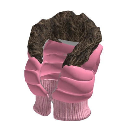 Y2K Sleeveless Fur Puffer Coat in Pink