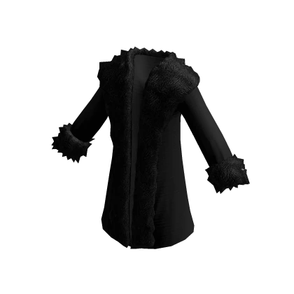 Fluffy Warm Fashion Robe Winter Jacket Coat Black