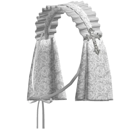 † white gothic ruffled lace veil cross headdress