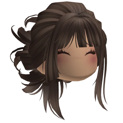 Fluffy Brown Anime Bun With Blush Makeup