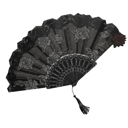 Elegant Black Gothic Rose Fan of Royalty