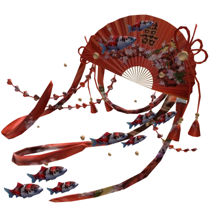 traditional chinese flowing koi umbrella red