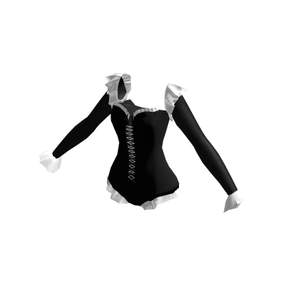 🫧 Black White Gothic Ruffle Long Sleeve Body Suit