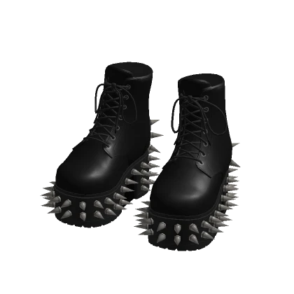Goth Punk Spike Platform Boots in Black