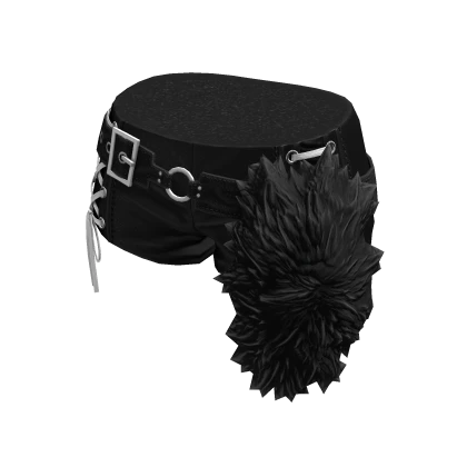 BB Leather Belted Fur Shorts Black - aespa