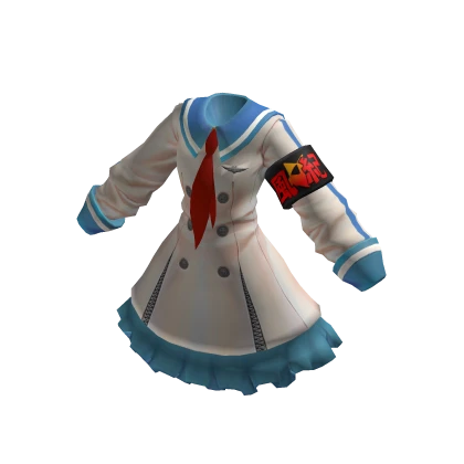 ✨Anime 風紀委員長 Coat Dress Costume-Blue&White