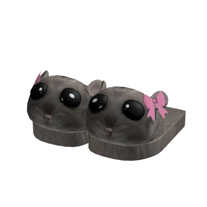 Hamster Slippers With Pink Bow
