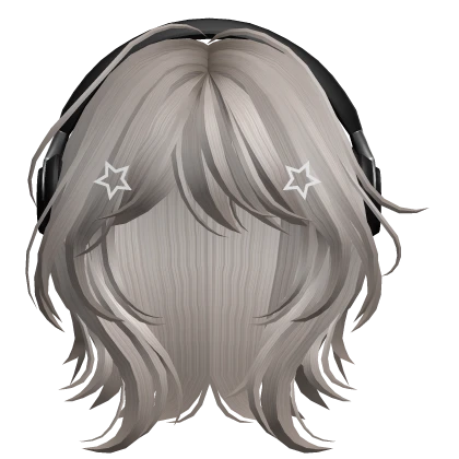 Ash Short Wolf Cut Hair with Headphones
