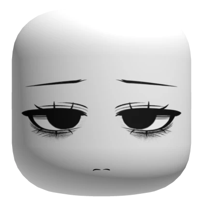 Tired Monochrome Manga Face w/ Black Eyes - White