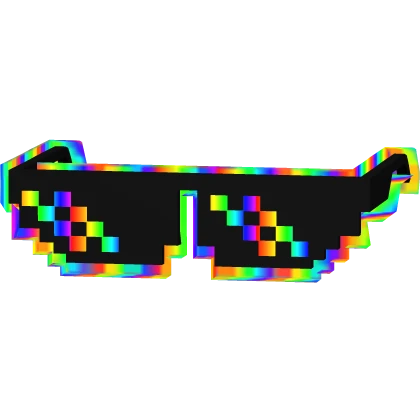 cool cartoony rainbow pixel meme shades