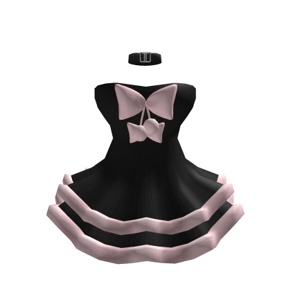 🎀🖤Chibi Doll - Pink strapless ruffle dress