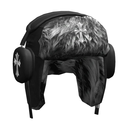 Black Cross Ushanka w/ Headphones