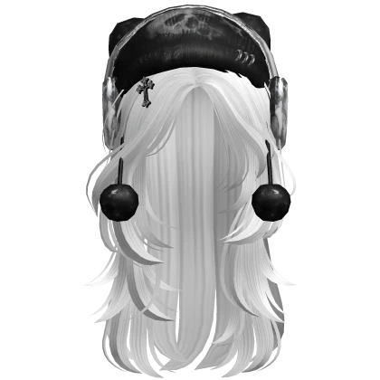 White Messy Layers Hair W/ Emo Beanie Headphones