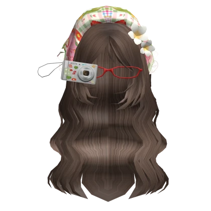 mori kei heisei igari flower camera bandana brown