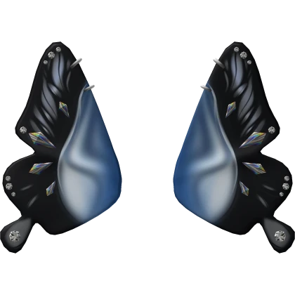 Butterfly Wings Ears Black Pierced Goth Emo Y2K