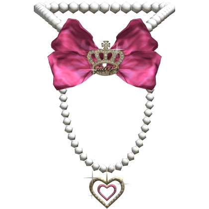 Pink Gyaru Agejo Bow Pearl Necklace 