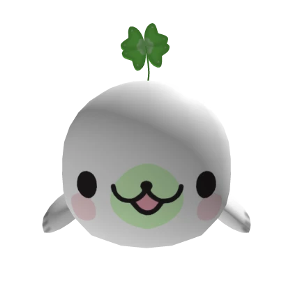 π Kawaii cute clover sprout white head seal