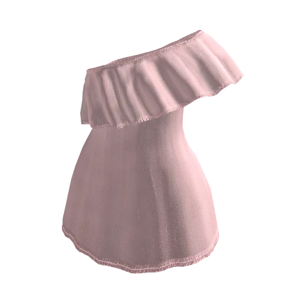 Cute Blush Pink One Shoulder Ruffle Dress