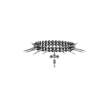 Pearl Choker with Spikes in Black