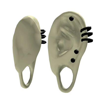 emo stretched human ears in yellow with piercings