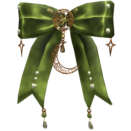 Green Bow w Stars and Moon Crescent 