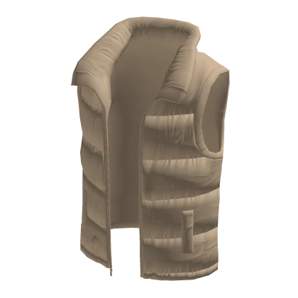 Streetwear Puffer Vest Top - Tan Beige Brown